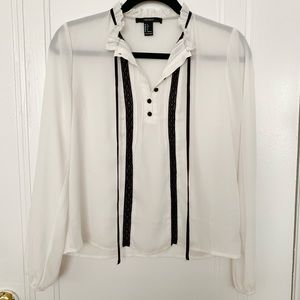 White blouse with black lace